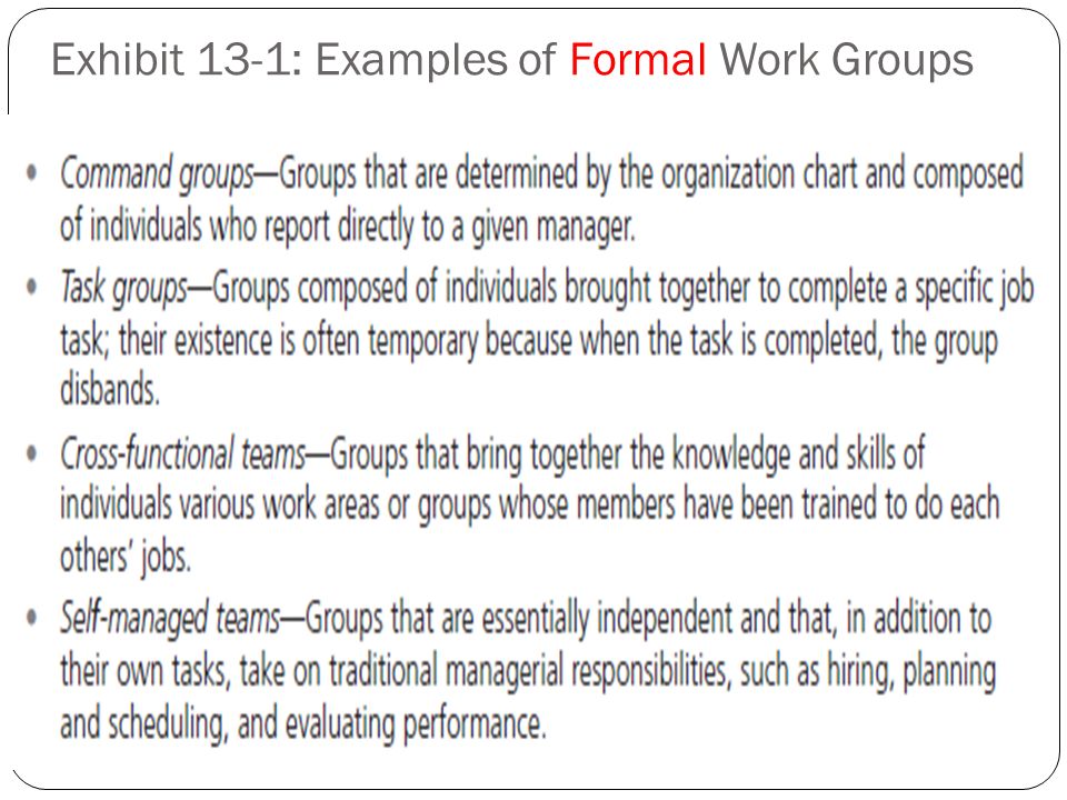 Examples of social groups in an organization